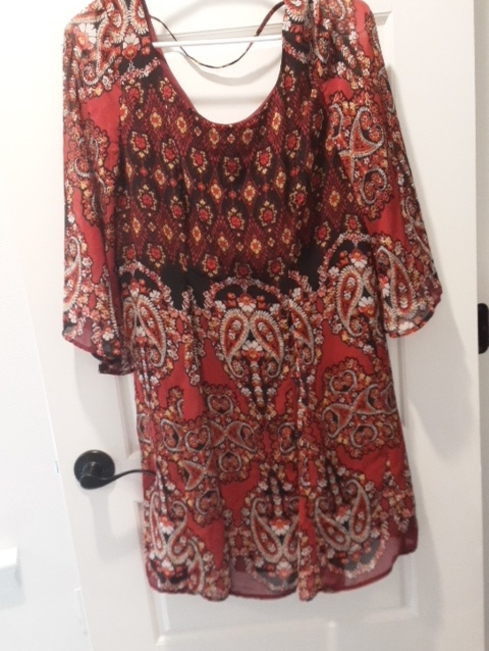 Charlotte Russe Rust Paisley Mixed-Pattern Tunic